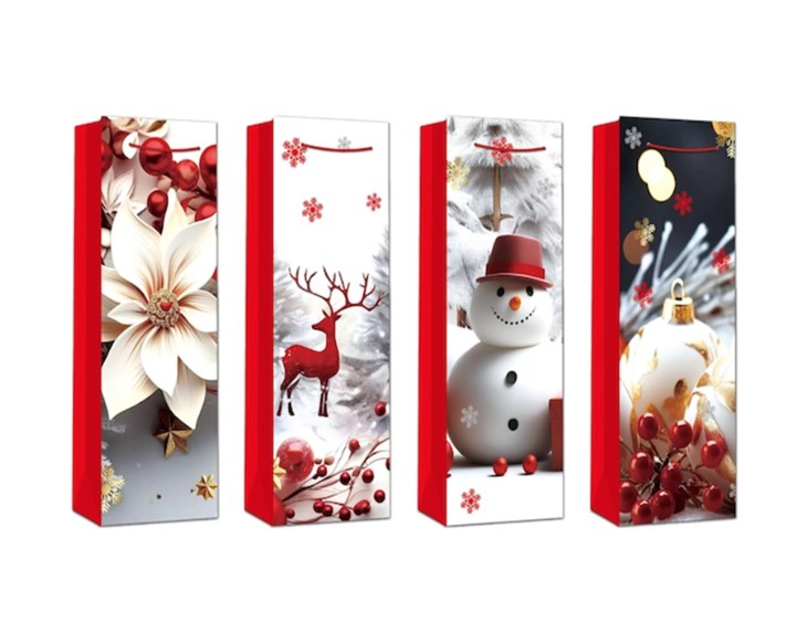 Lahjakassi pullolle 12x36/9cm Joulu - Lahjakassit - 181525 - 1