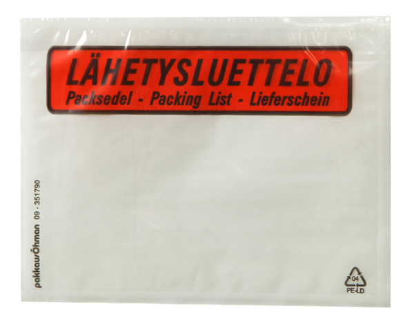 Pakkauslistapussi C6 tarra tekstillä - Lähetys, pakkauslista ja salpataskut - 108617 - 1