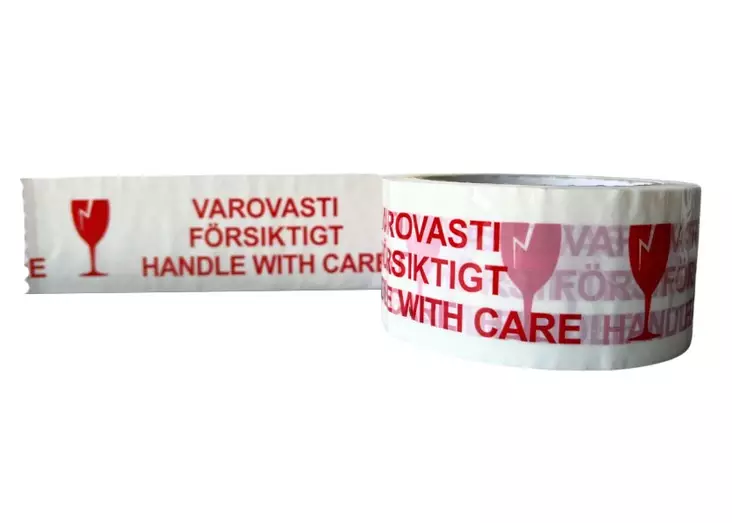 Huomioteippi 50mm/66m VAROVASTI LASIA - Muut pakkaustarvikkeet - 104589 - 1
